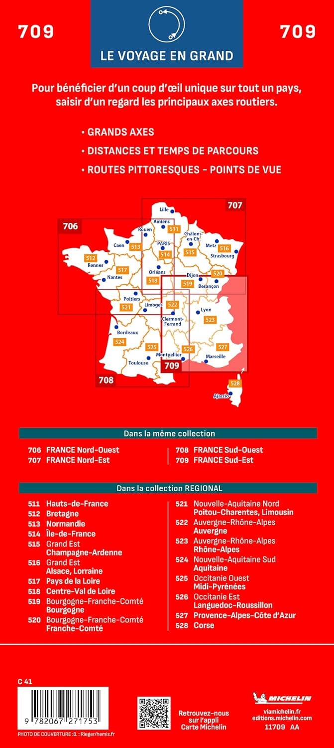 Carte routière n° 709 - 1/4 France - Sud-Est 2027 | Michelin carte routière Michelin 