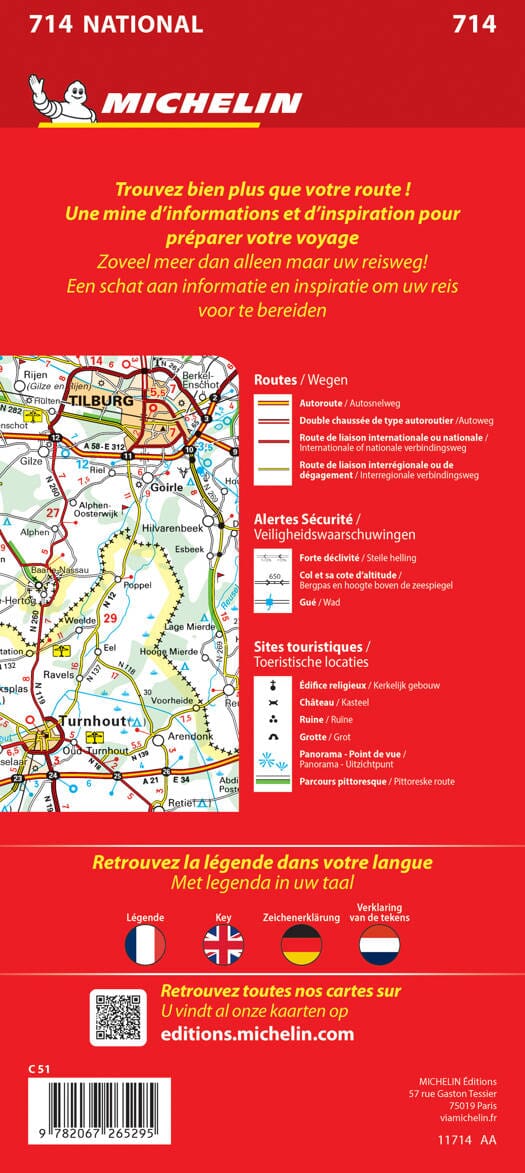 Carte routière n° 714 - Benelux 2025 | Michelin carte routière Michelin