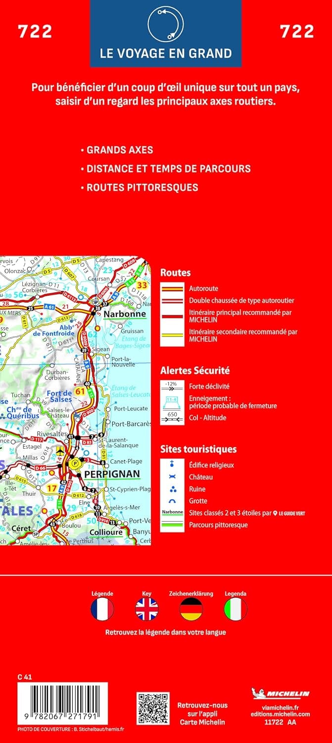 Carte routière n° 722 - France 2027 (recto-verso) | Michelin carte routière Michelin 