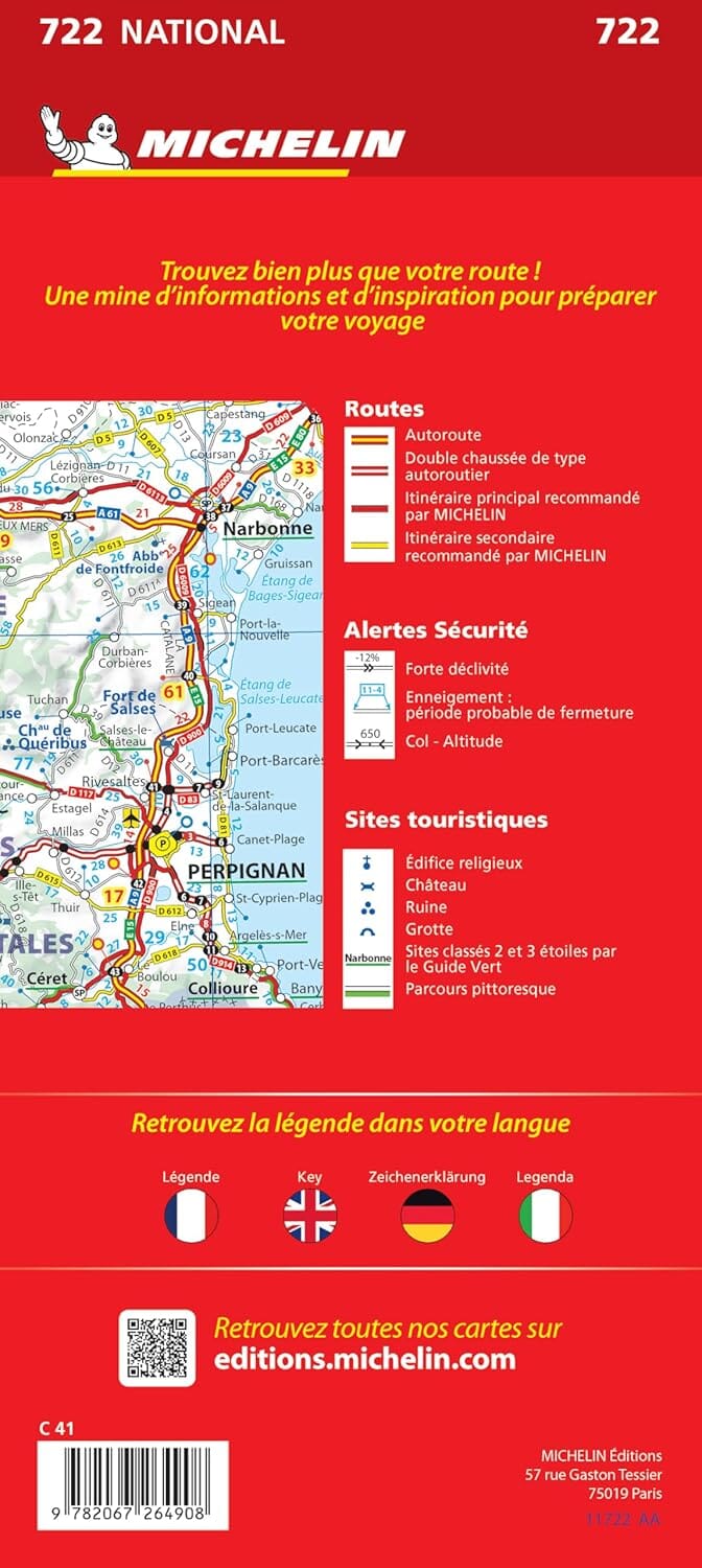 Carte routière n° 722 - France (recto-verso) 2025 | Michelin carte routière Michelin