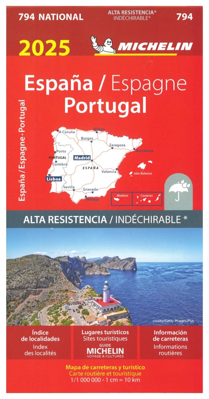 Carte routière n° 794 - Espagne & Portugal 2025 (indéchirable) | Michelin carte routière Michelin