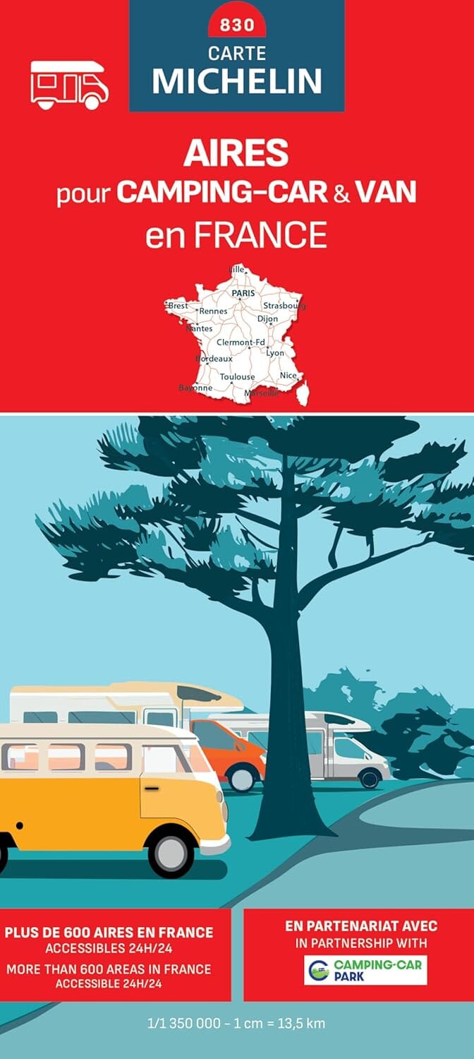 Carte routière n° 830 -Aires pour Camping-car & Van en France - Édition 2025 | Michelin carte routière Michelin 