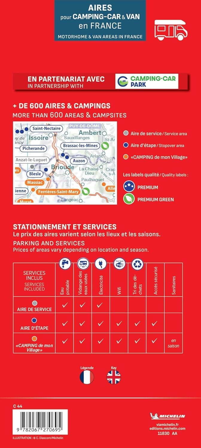 Carte routière n° 830 - Aires pour Camping-car & Van en France | Michelin carte routière Michelin