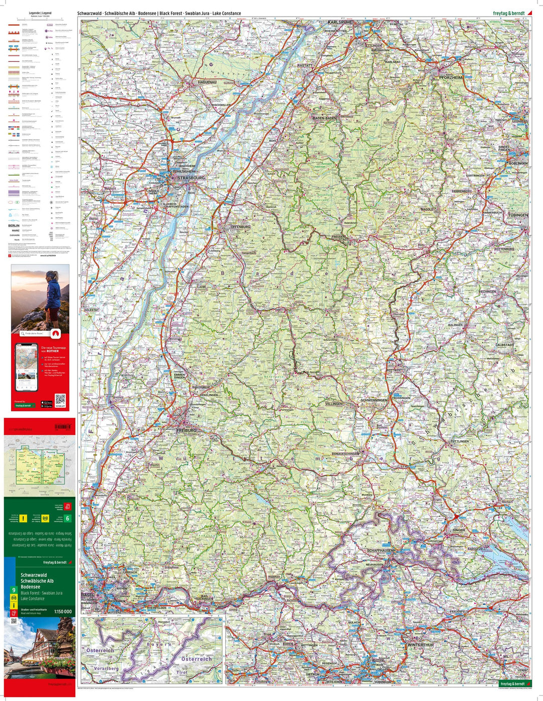 Carte routière n° 9 (Allemagne) - Forêt Noire, Jura souabe, lac de Constance (Allemagne) | Freytag & Berndt - 1/150 000 carte de voyage Freytag & Berndt 