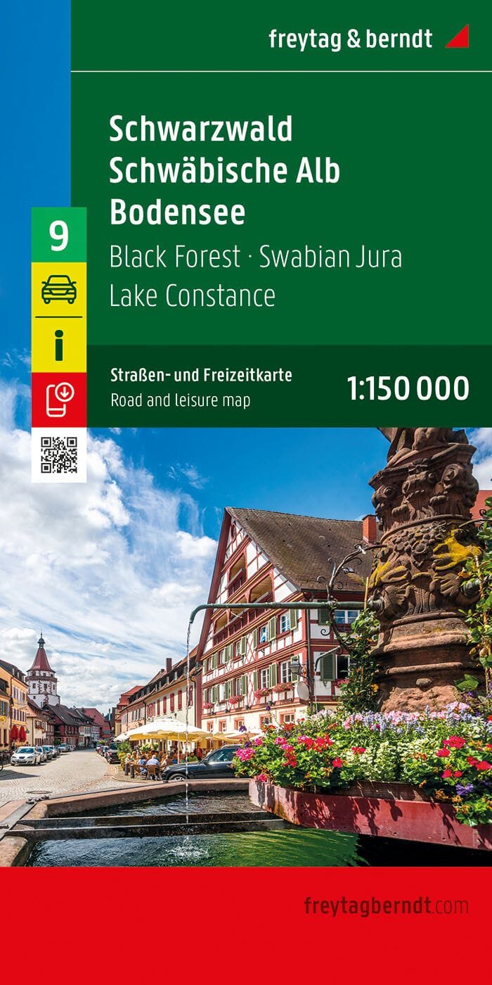 Carte routière n° 9 (Allemagne) - Forêt Noire, Jura souabe, lac de Constance (Allemagne) | Freytag & Berndt - 1/150 000 carte routière Freytag & Berndt