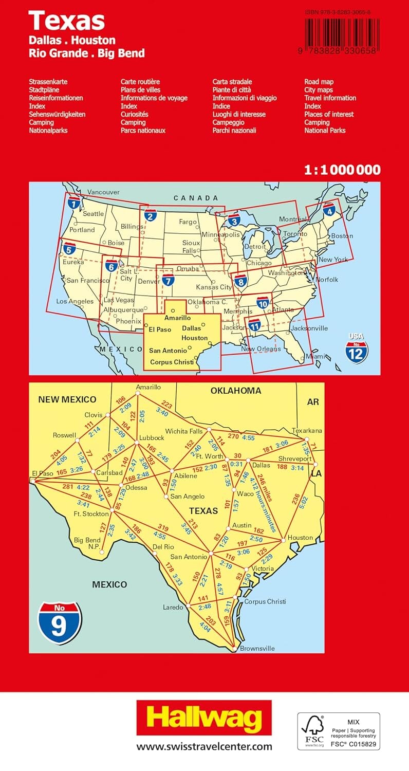 Carte routière n° 9 - Texas | Hallwag carte routière Hallwag Kümmerly-Frey 