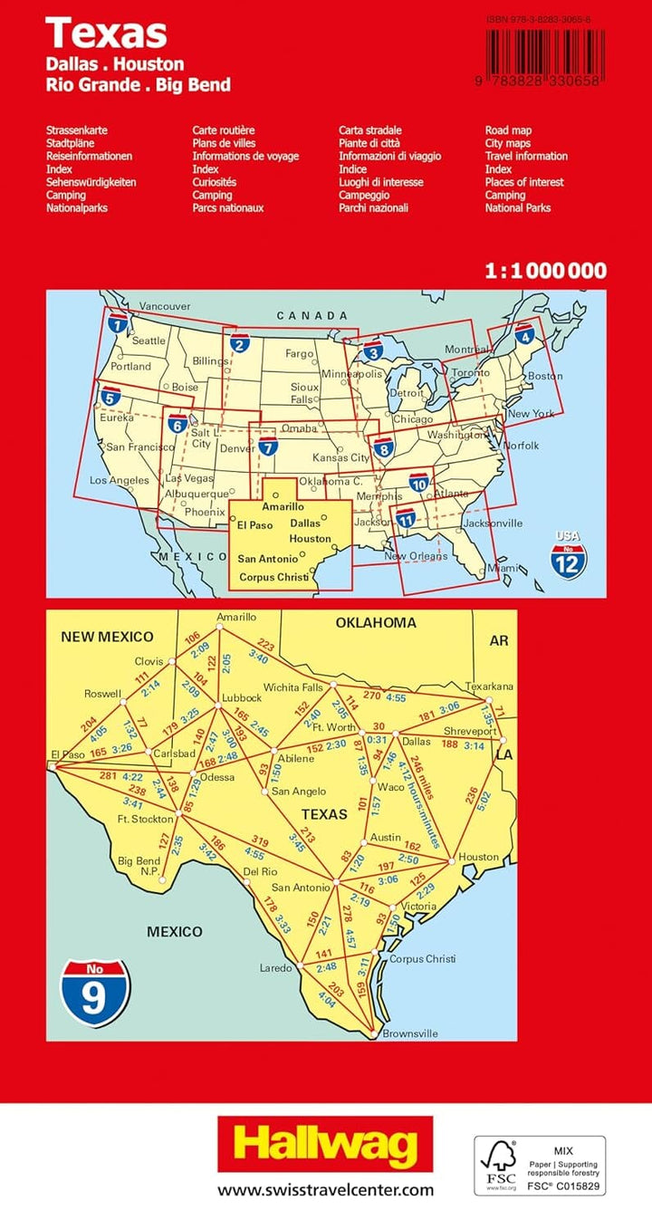 Carte routière n° 9 - Texas | Hallwag carte routière Hallwag Kümmerly-Frey 