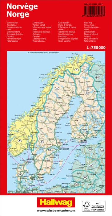 Carte routière - Norvège | Hallwag carte routière Hallwag