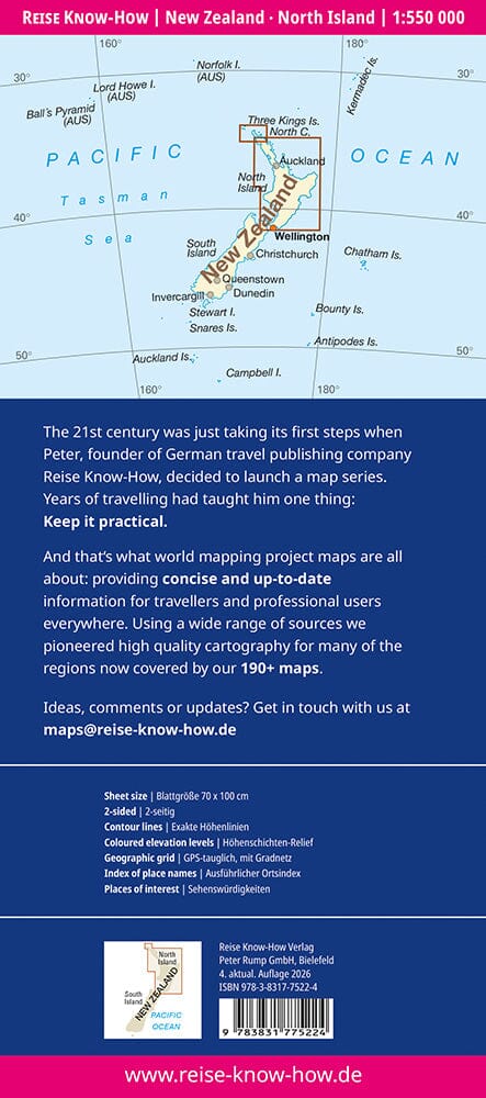 Carte routière - Nouvelle Zélande : île du Nord | Reise Know How carte routière Reise Know-How 