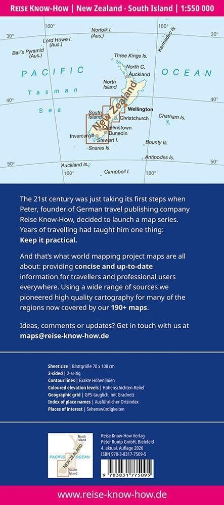 Carte routière - Nouvelle Zélande : île du Sud | Reise Know How carte routière Reise Know-How 