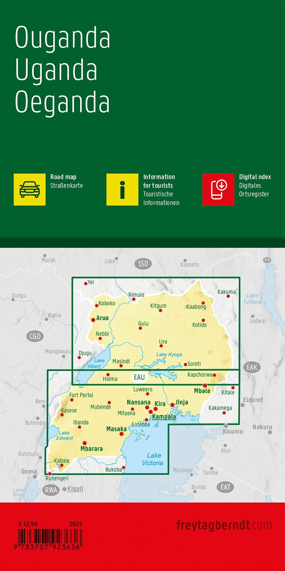 Carte routière - Ouganda | Freytag & Berndt carte routière Freytag & Berndt 