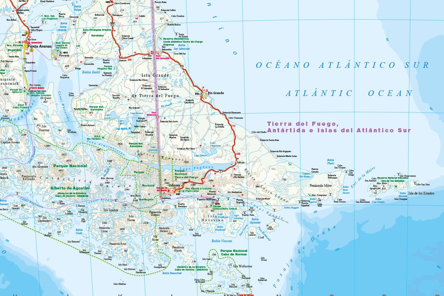 Carte routière - Patagonie & Terre de Feu | Reise Know How carte routière Reise Know-How