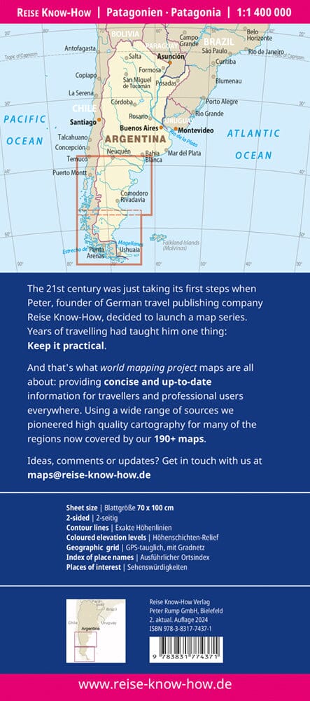 Carte routière - Patagonie & Terre de Feu | Reise Know How carte routière Reise Know-How