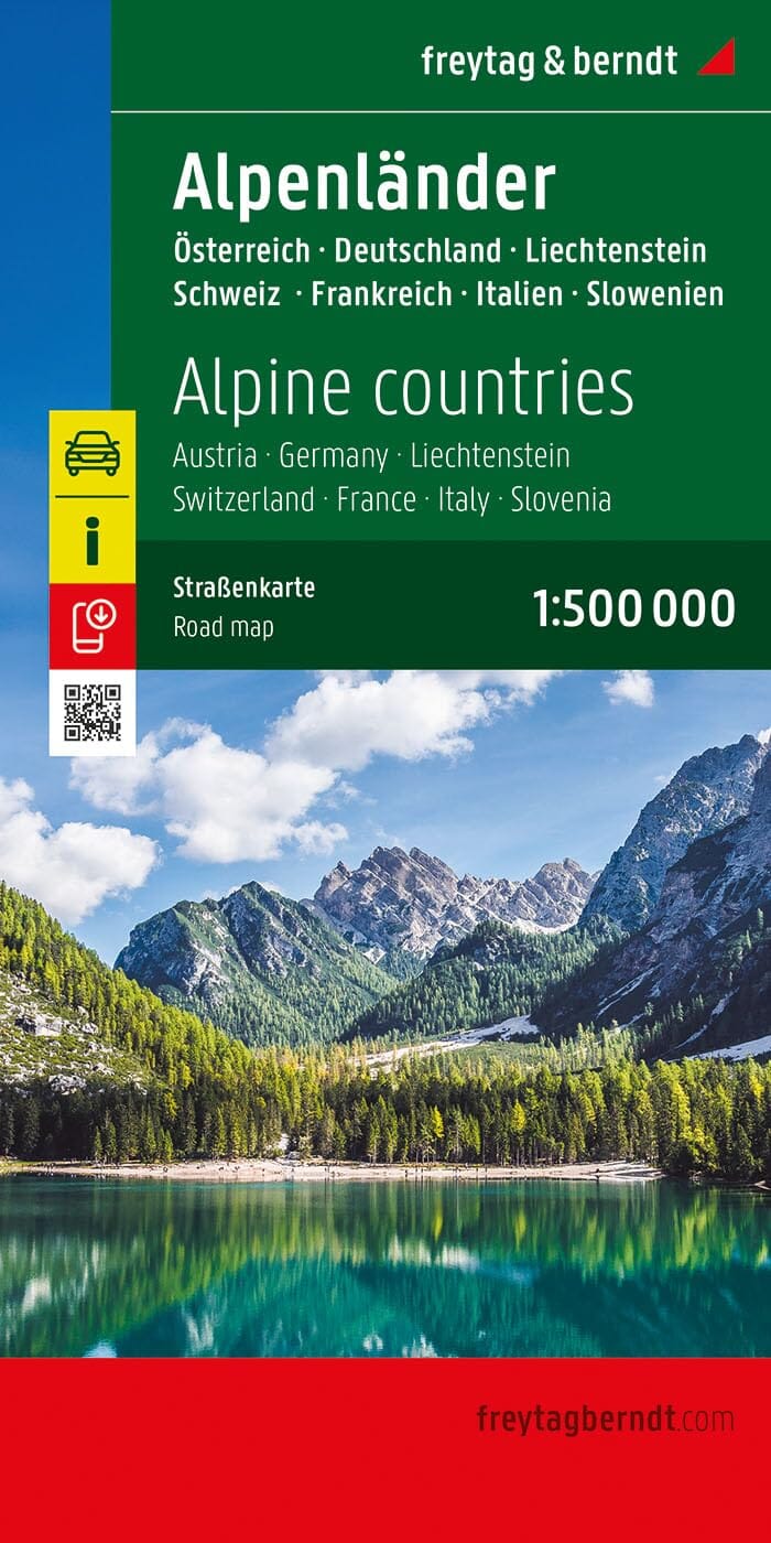 Carte routière - Pays alpins (Autriche, Allemagne, Liechtenstein, Suisse, France, Italie, Slovénie) | Freytag & Berndt carte routière Freytag & Berndt
