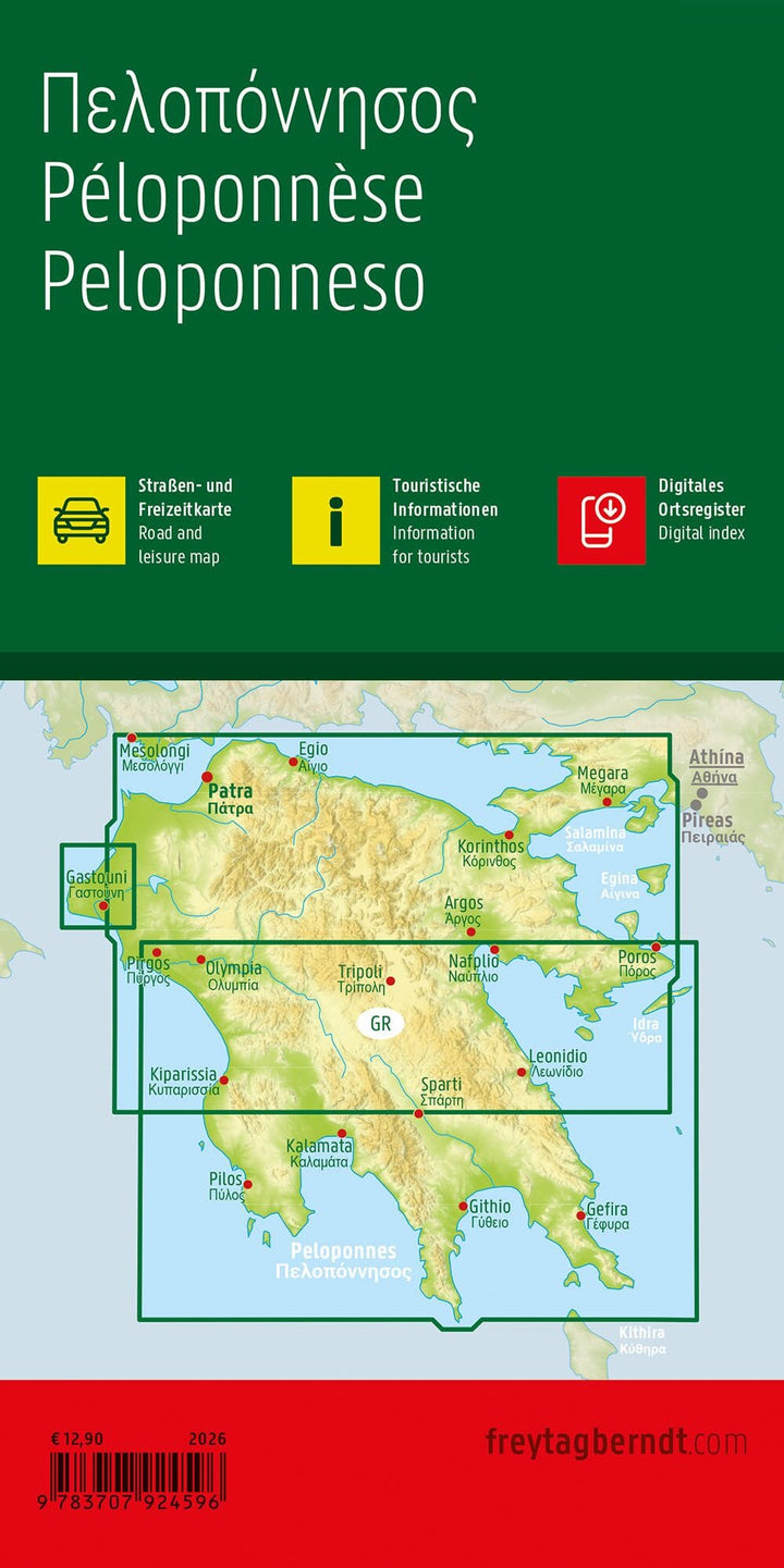 Carte routière - Péloponnèse (Grèce) | Freytag & Berndt carte routière Freytag & Berndt 
