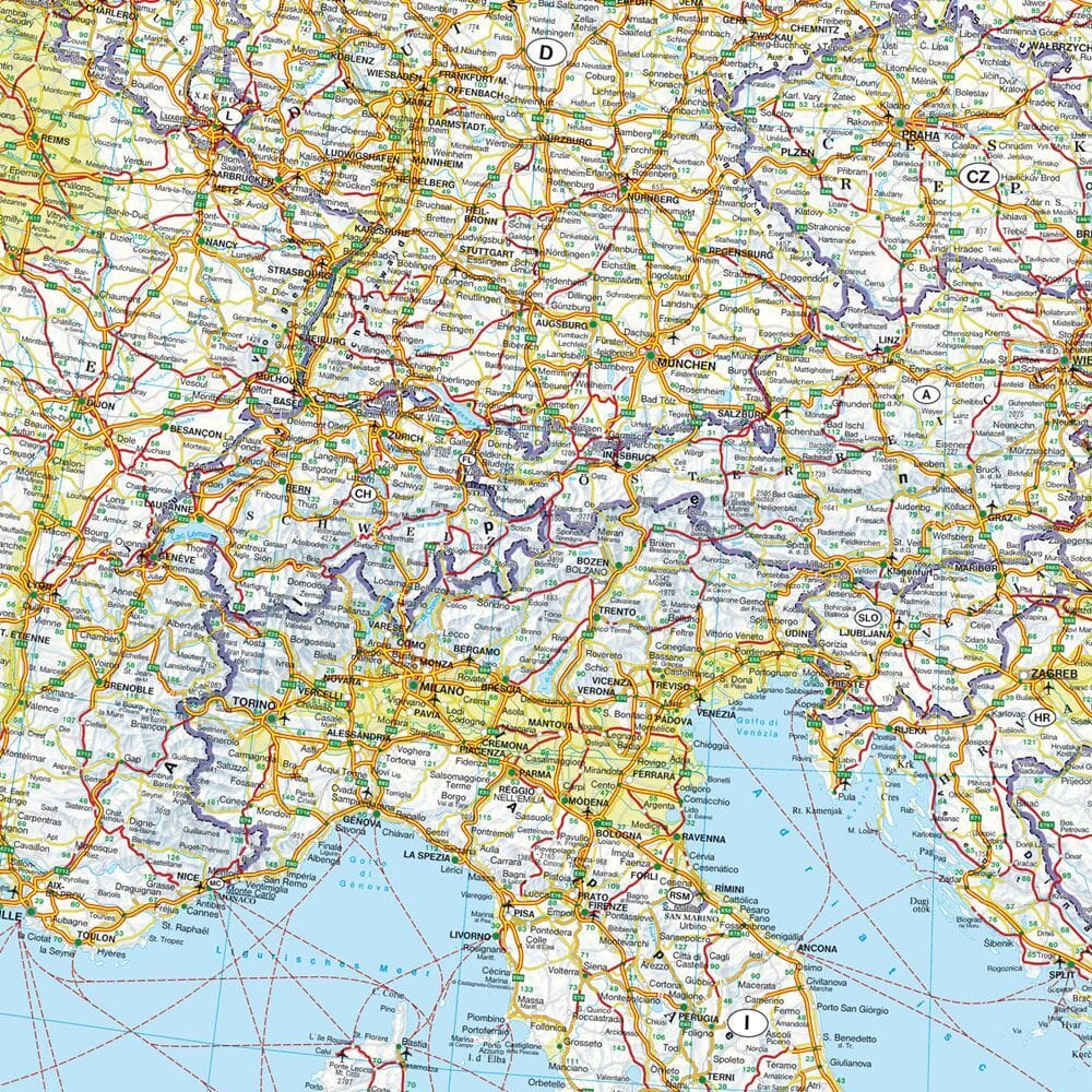 Carte routière physique - Europe | Freytag & Berndt carte routière Freytag & Berndt 