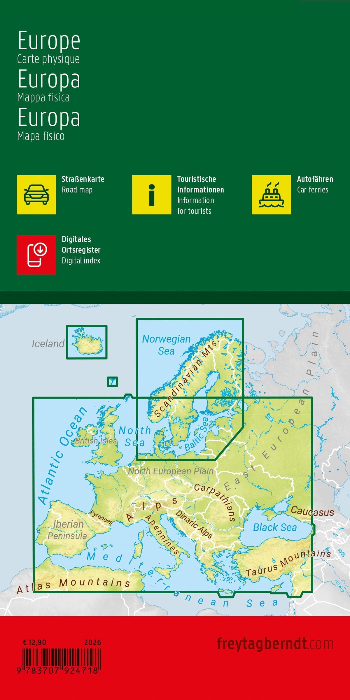 Carte routière physique - Europe | Freytag & Berndt carte routière Freytag & Berndt 