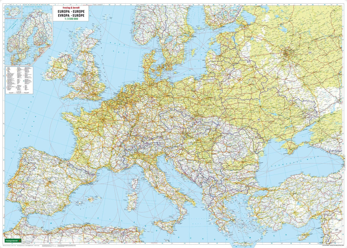 Carte routière physique - Europe | Freytag & Berndt carte routière Freytag & Berndt 