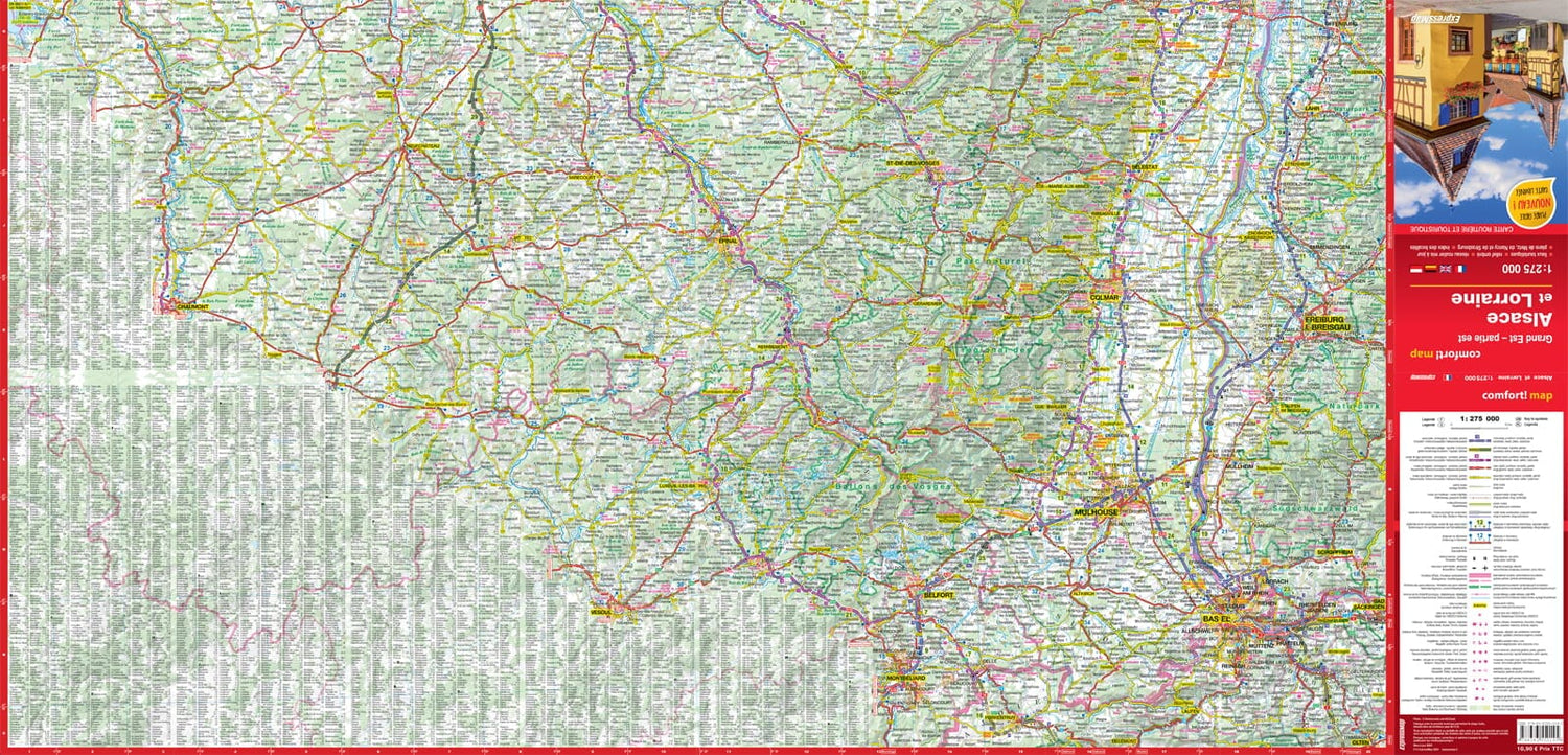 Carte routière plastifiée - Alsace, Lorraine | Express Map carte routière Express Map