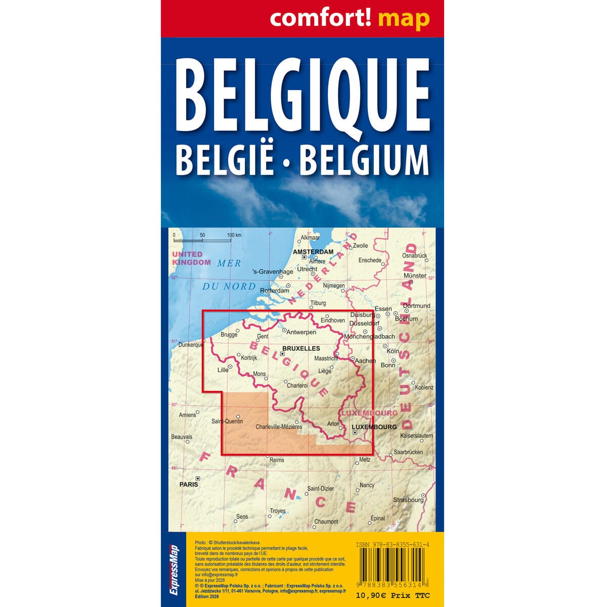 Carte routière plastifiée - Belgique | Express Map carte routière Express Map 