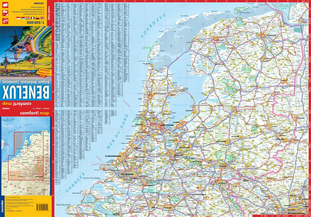 Carte routière plastifiée - Benelux | Express Map carte pliée Express Map 