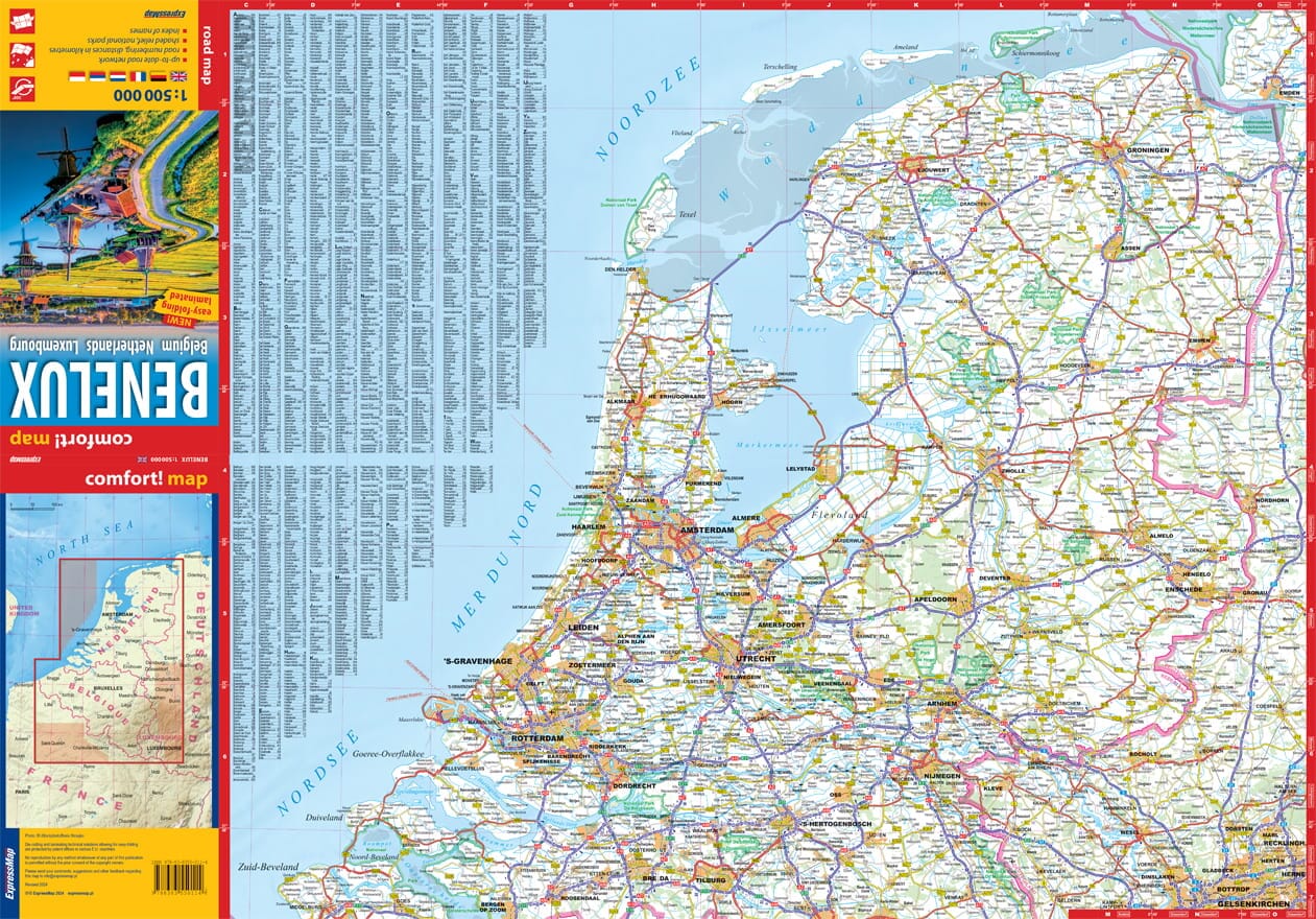 Carte routière plastifiée - Benelux | Express Map carte routière Express Map