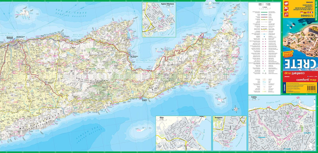 Crete Line Map Carte routière plastifiée - Crète | Express Map – Cartovia