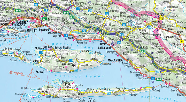 Carte routière plastifiée - Croatie, Monténégro, Côte Adriatique | Express Map carte routière Express Map 