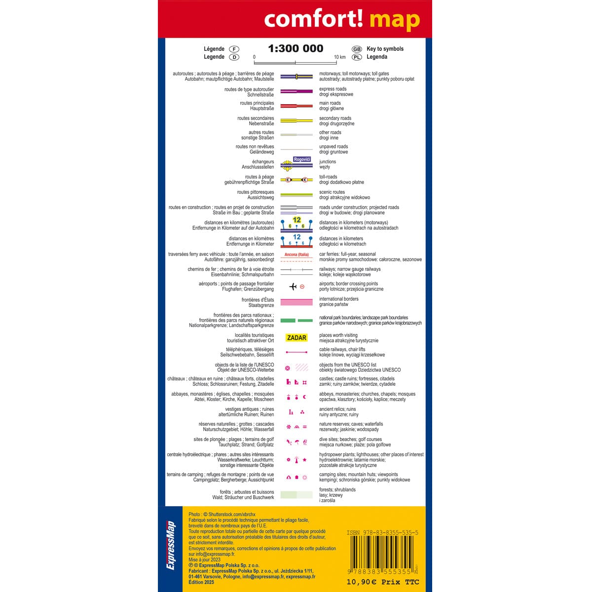 Carte routière plastifiée - Croatie, Monténégro, Côte Adriatique | Express Map carte routière Express Map 