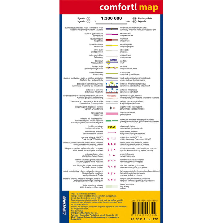 Carte routière plastifiée - Croatie, Monténégro, Côte Adriatique | Express Map carte routière Express Map 
