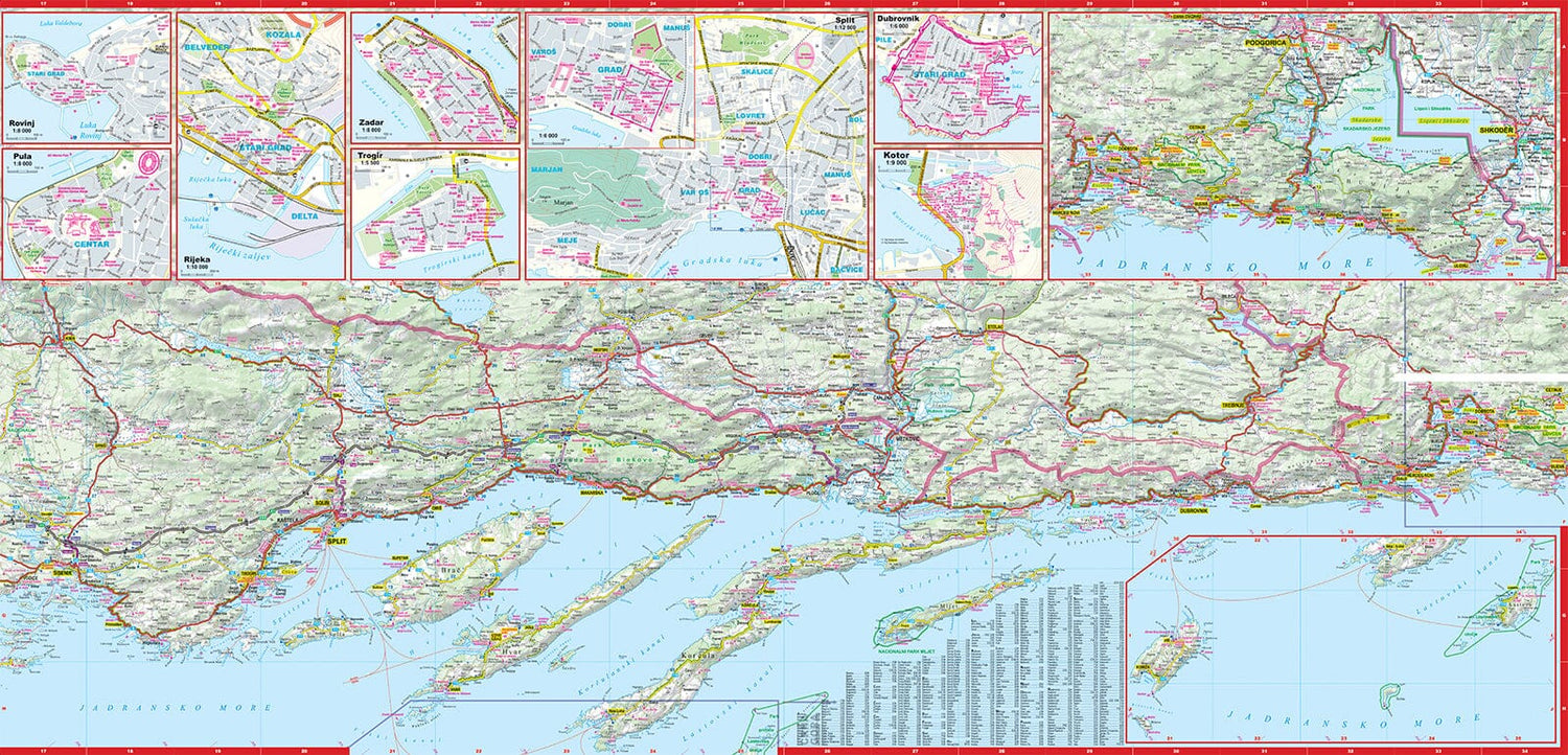 Carte routière plastifiée - Croatie, Monténégro, Côte Adriatique | Express Map carte routière Express Map 