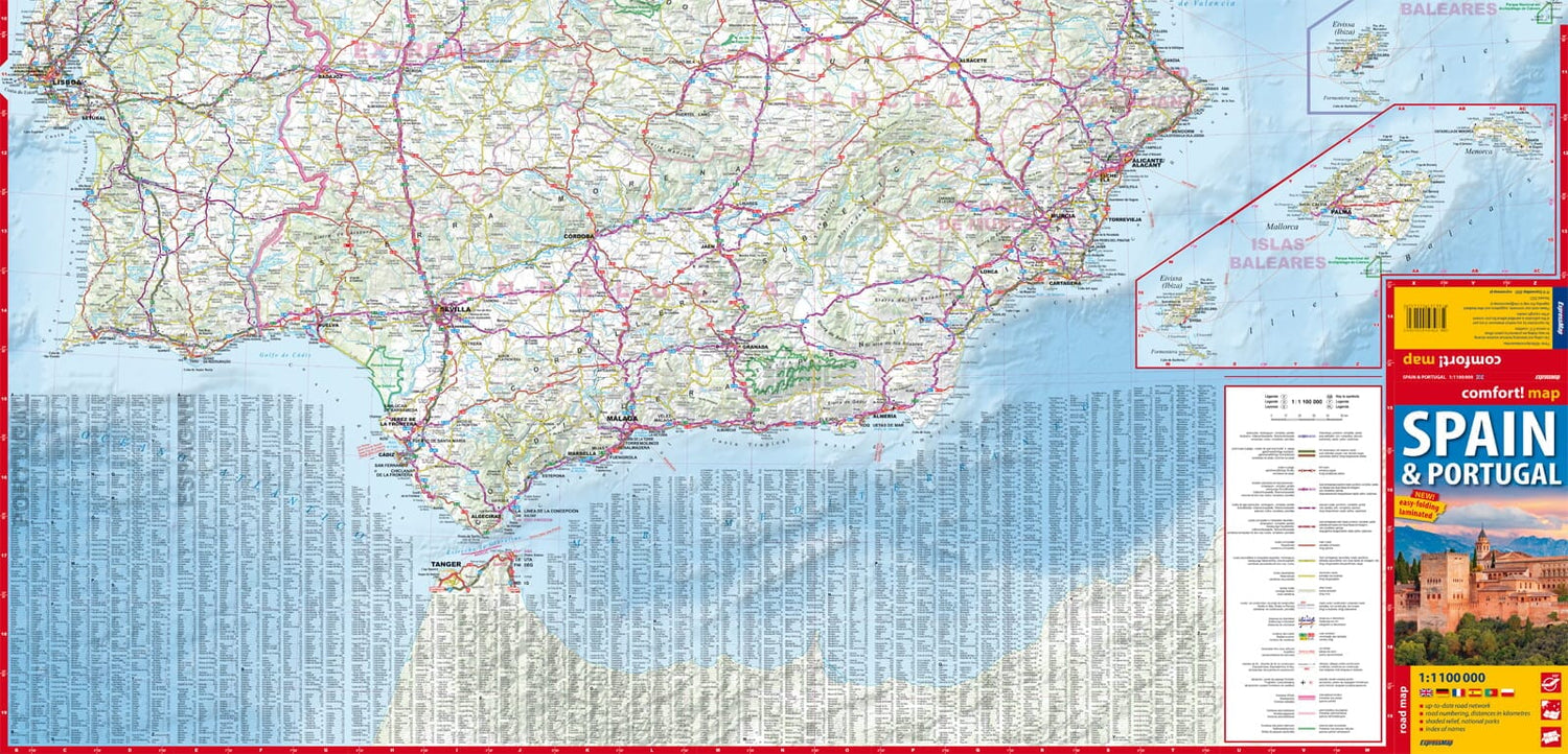 Carte routière plastifiée - Espagne, Portugal | Express Map carte routière Express Map