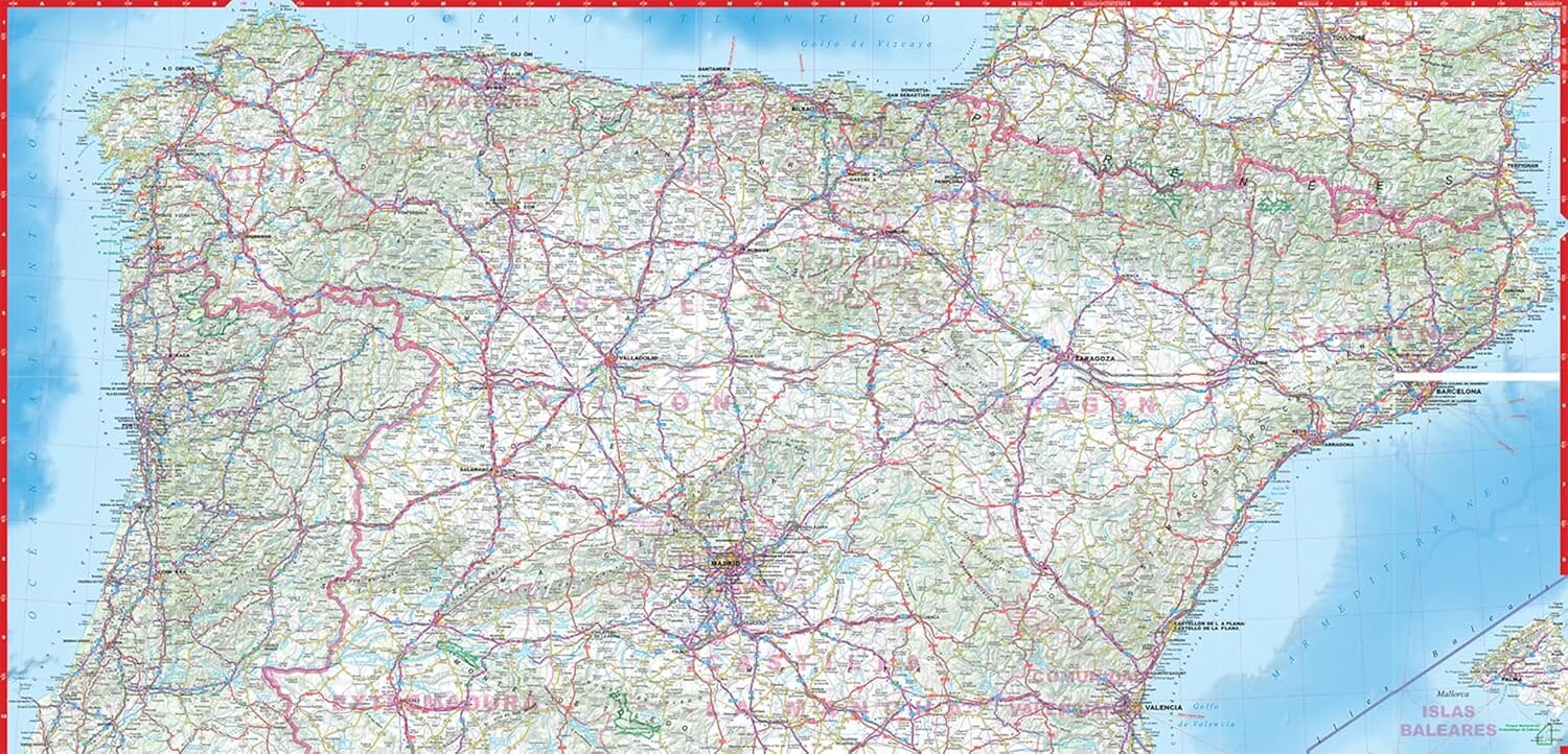 Carte routière plastifiée - Espagne, Portugal | Express Map carte routière Express Map 