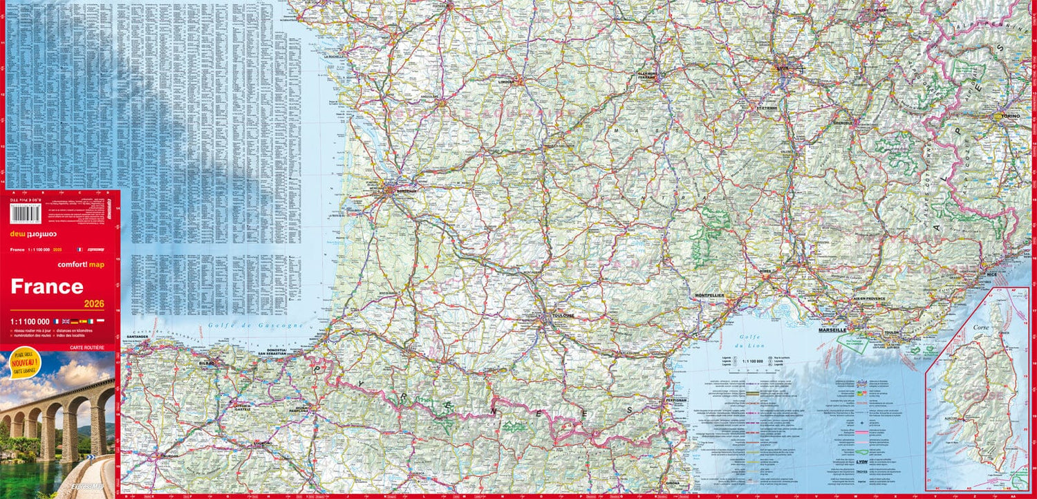 Carte routière plastifiée - France 2026 | Express Map carte routière Express Map