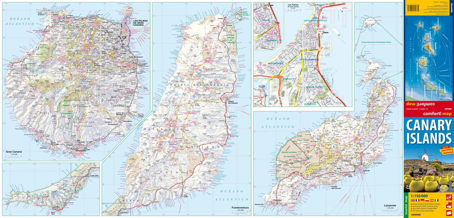 Carte routière plastifiée - Iles Canaries | Express Map carte routière Express Map