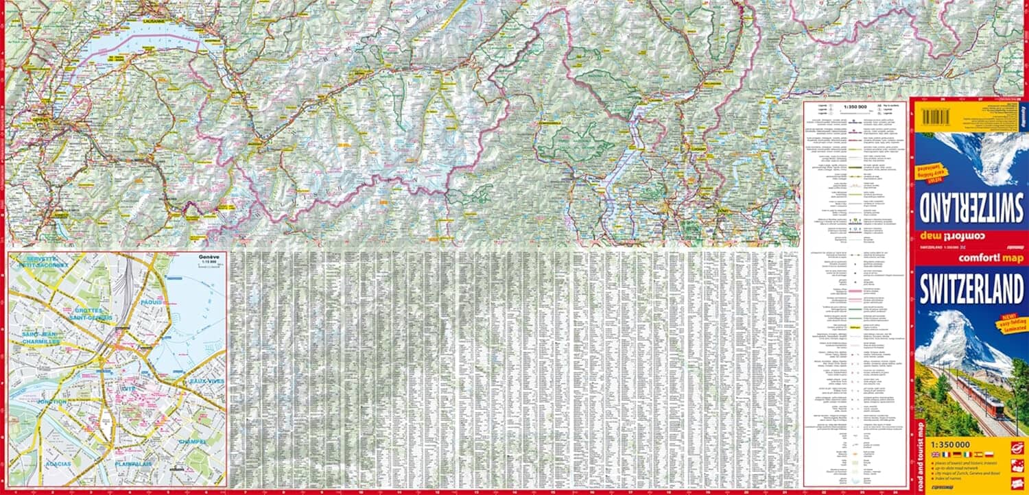 Carte routière plastifiée - Suisse | Express Map carte routière Express Map 