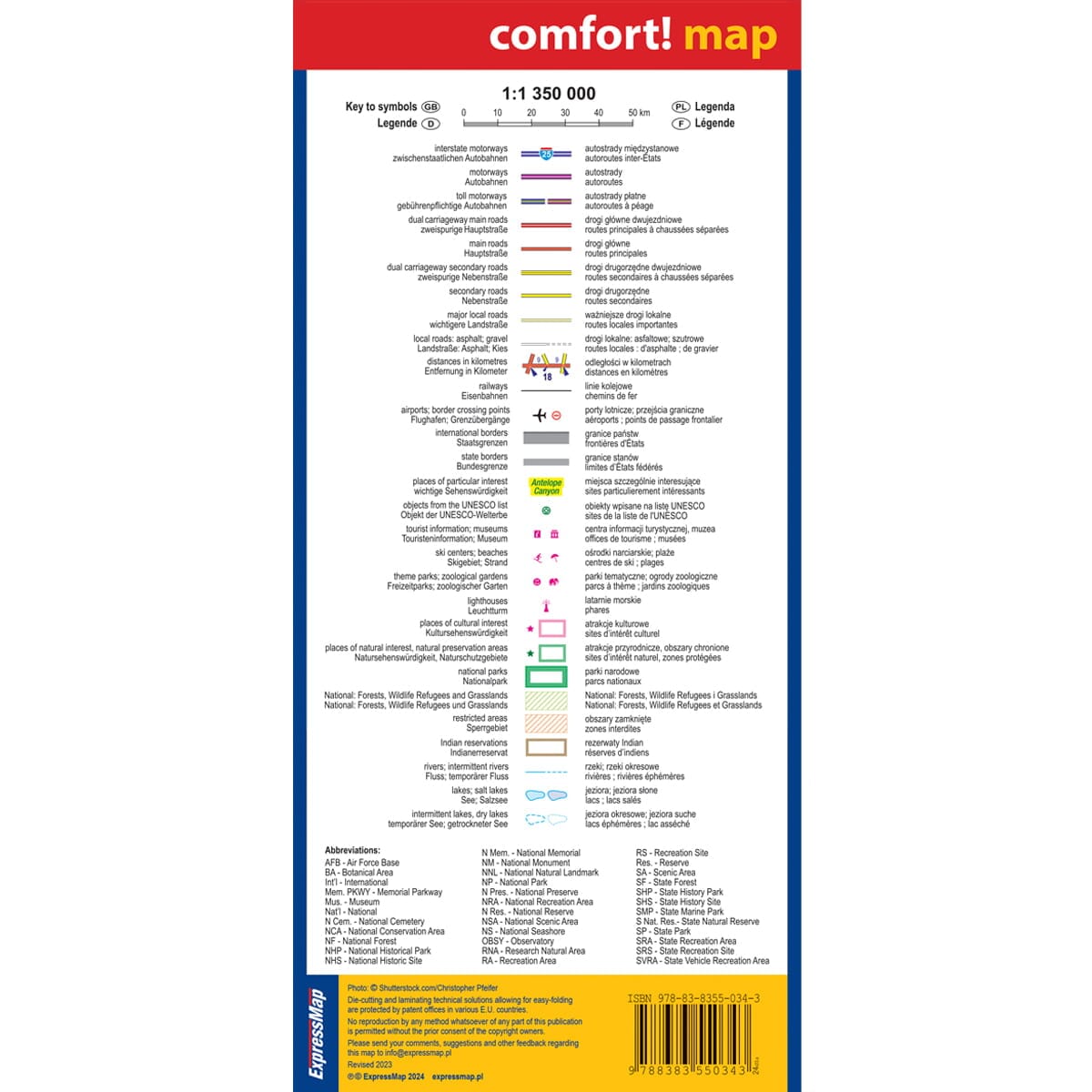 Carte routière plastifiée - USA Sud Ouest | Express Map carte routière Express Map