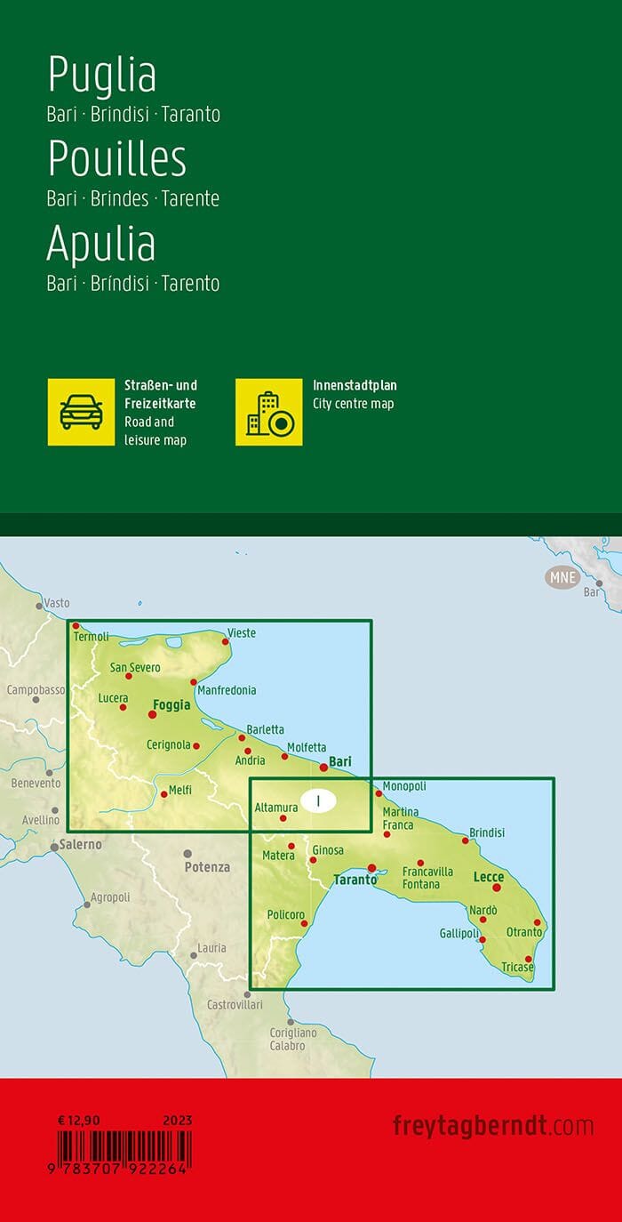 Carte routière - Pouilles (Bari, Brindisi, Italie) | Freytag & Berndt carte pliée Freytag & Berndt 