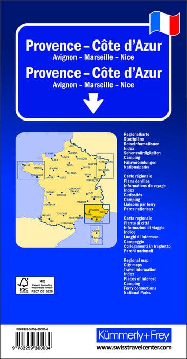 Carte routière - Provence, Côte d'Azur (Avignon, Marseille, Nice) | Kümmerly & Frey carte pliée Kümmerly & Frey 