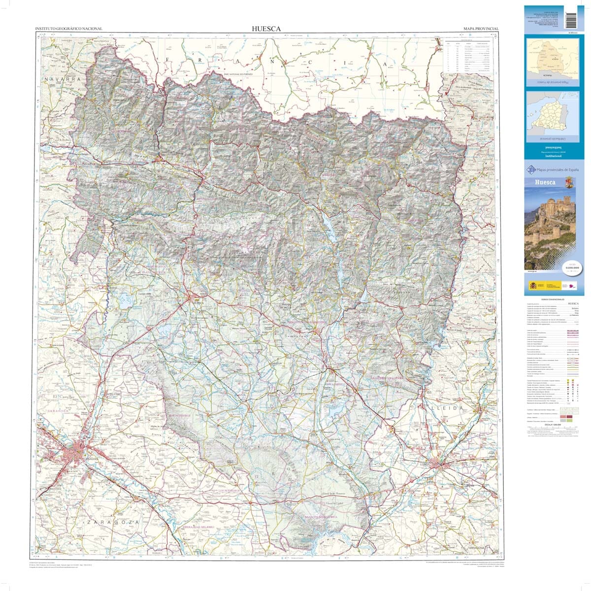 Carte routière provinciale n° 22 - Huesca (Aragon, Espagne) | CNIG carte routière CNIG