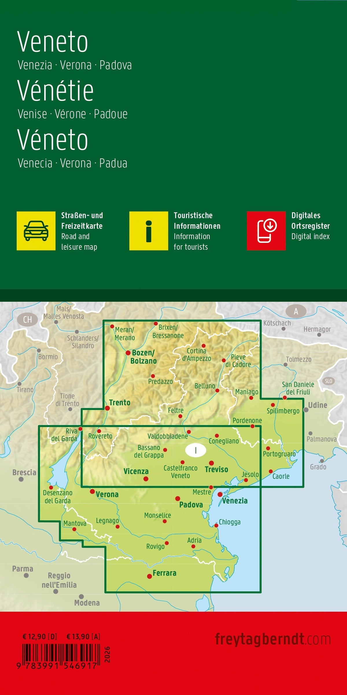 Carte routière - Région de Venise, Vérone & Padoue (Italie) | Freytag & Berndt carte routière Freytag & Berndt 