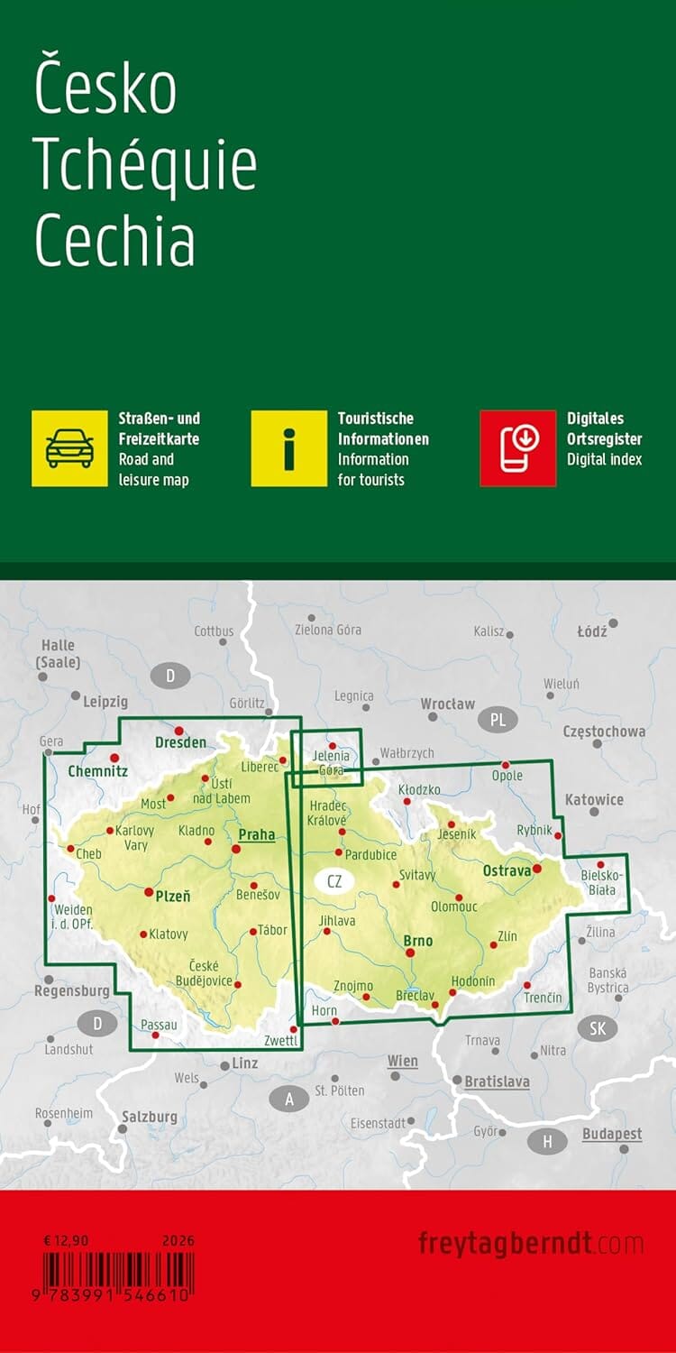 Carte routière - République Tchèque au 1/250 000 | Freytag & Berndt carte routière Freytag & Berndt 