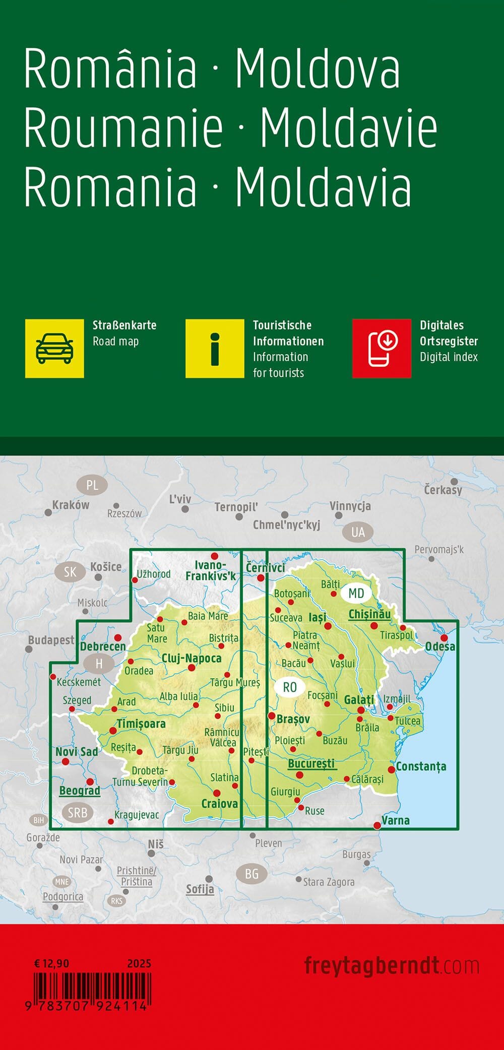 Carte routière - Roumanie & Moldavie - 1/500 000 | Freytag & Berndt carte routière Freytag & Berndt 