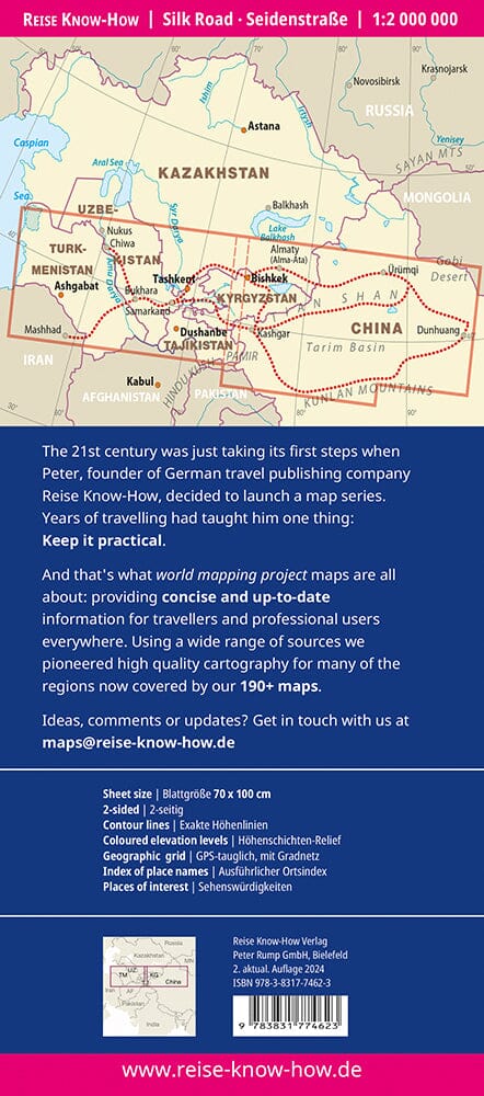 Carte routière - Route de la Soie, à travers l'Asie centrale jusqu'en Chine | Reise Know How carte routière Reise Know-How