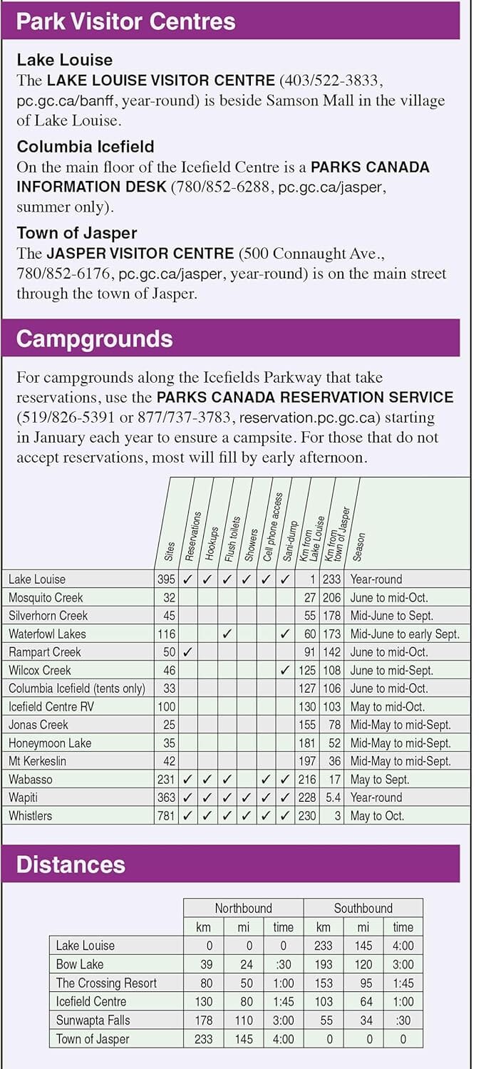 Carte routière - Route des Glaciers (PN Banff et Jasper, Alberta) | Gem Trek carte routière Gem Trek Publishing