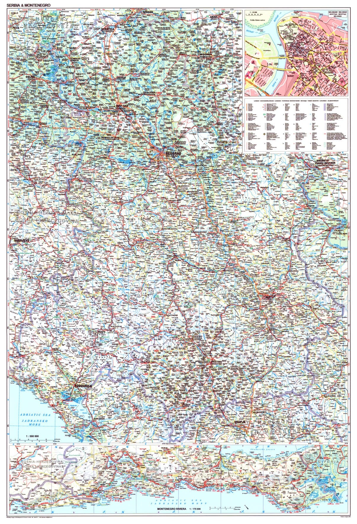 Carte routière - Serbie, Kosovo & Montenegro | Gizi Map carte routière Gizi Map