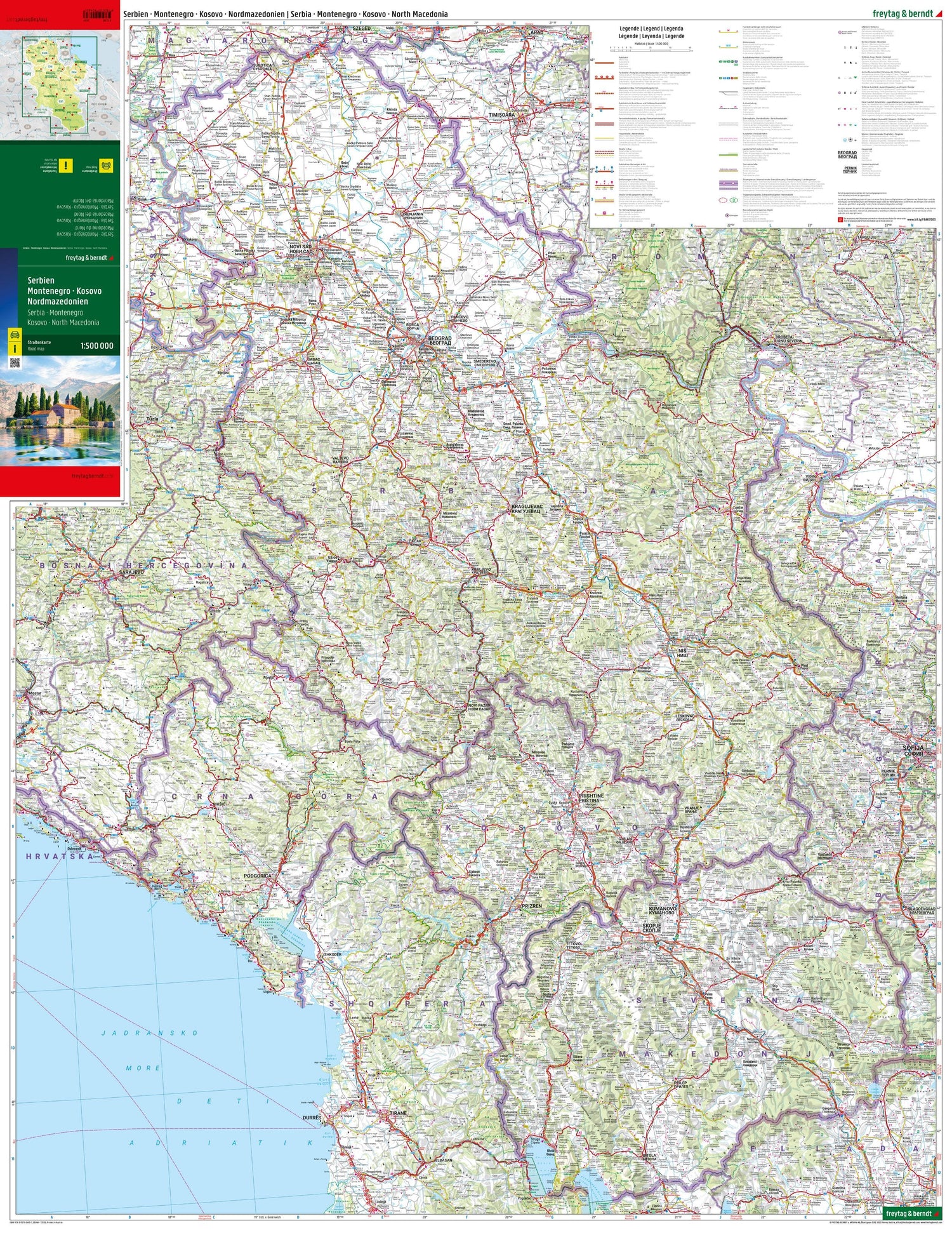 Carte routière - Serbie, Monténégro, Kosovo & Macédoine du Nord | Freytag & Berndt carte routière Freytag & Berndt 