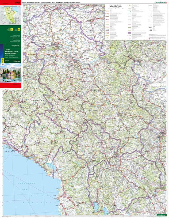 Carte routière - Serbie, Monténégro, Kosovo & Macédoine du Nord | Freytag & Berndt carte routière Freytag & Berndt 