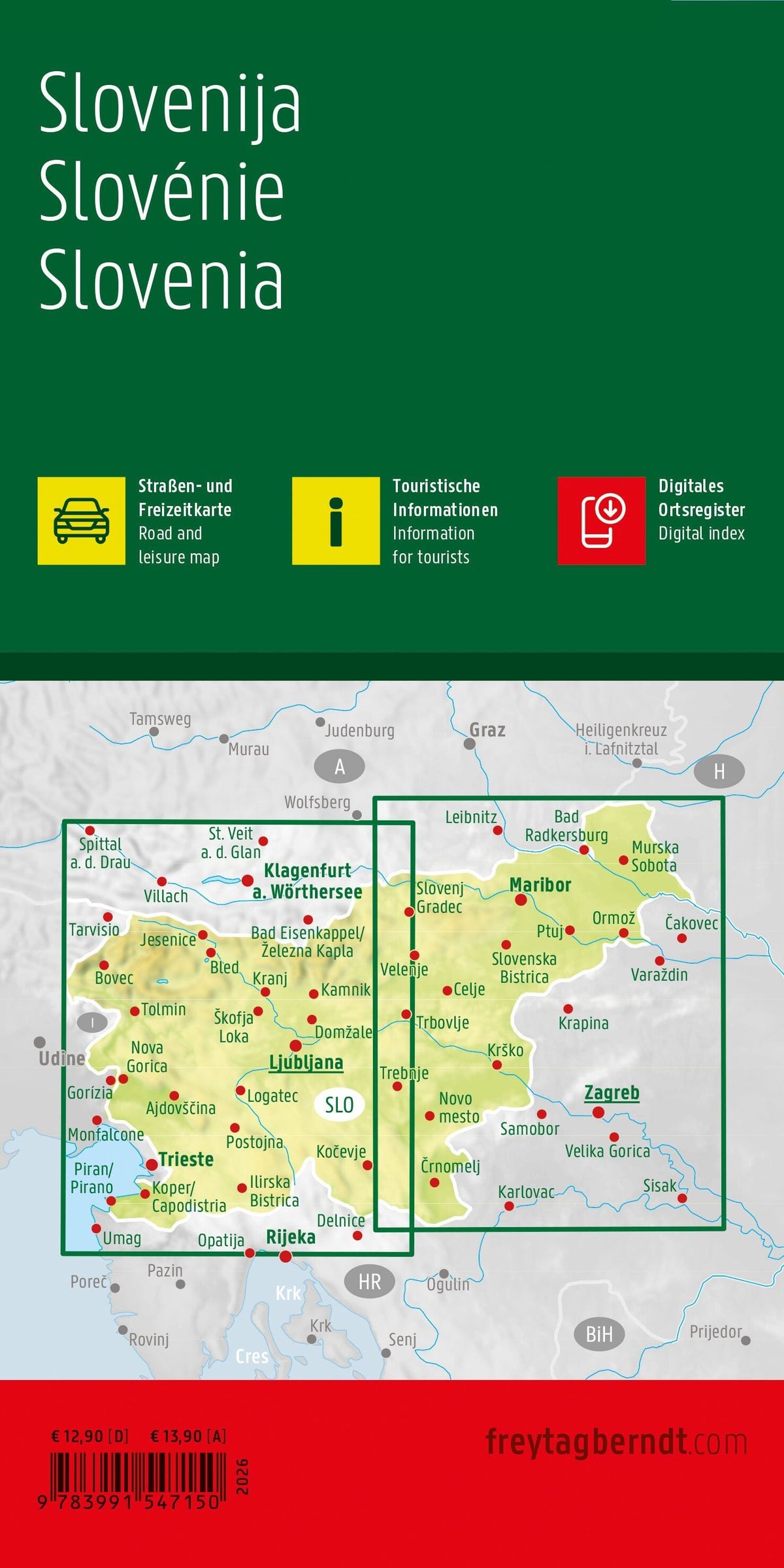 Carte routière - Slovénie | Freytag & Berndt - 1: 200 000 carte routière Freytag & Berndt 