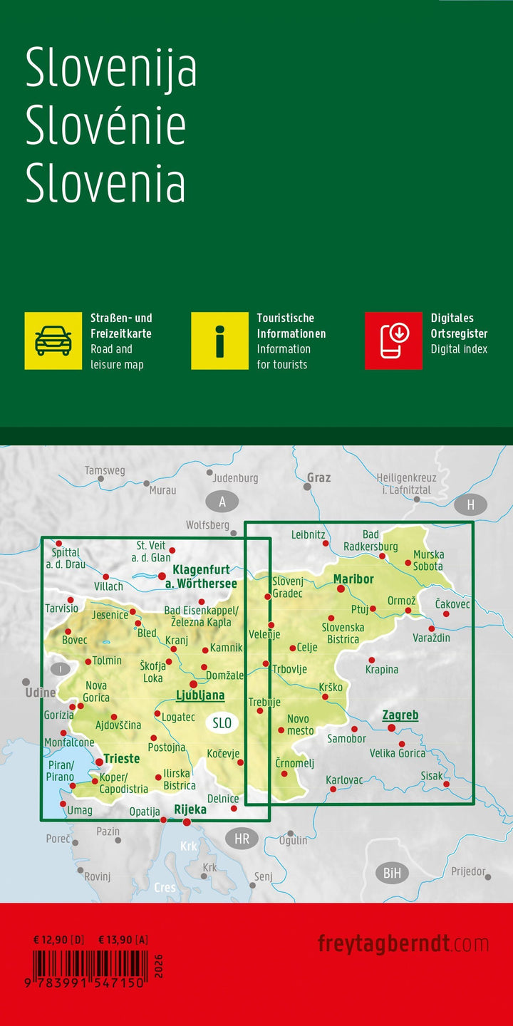 Carte routière - Slovénie | Freytag & Berndt - 1: 200 000 carte routière Freytag & Berndt 